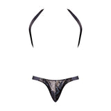 Snaked Metallic Coated Shoulder Sling Harness Thong