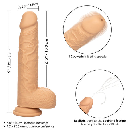 Squirting Fuck Stick 9" Vibrating Silicone Suction Cup Dildo