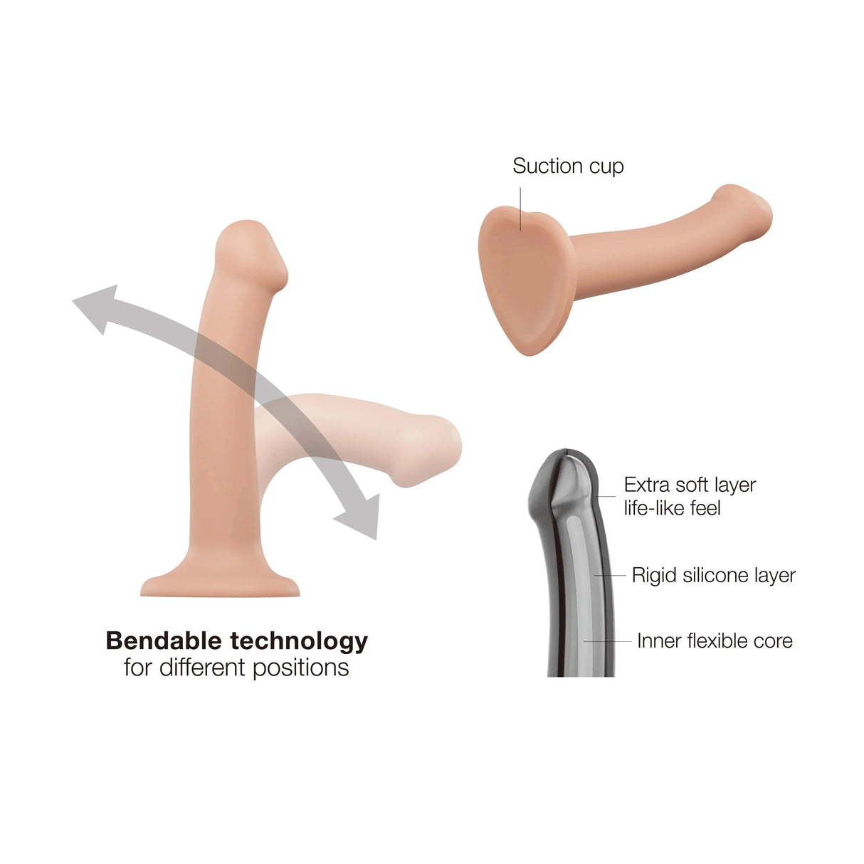 Strap-On-Me Large Silicone Bendable Dildo