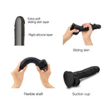 Strap-On-Me Realistic Sliding Skin Dual-Density Black Dildo - S