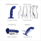 Strap-On-Me Tapping Vibrating Dildo Wave - Blue