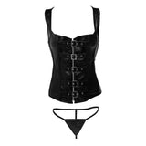 Strict Lace-up Corset And Thong