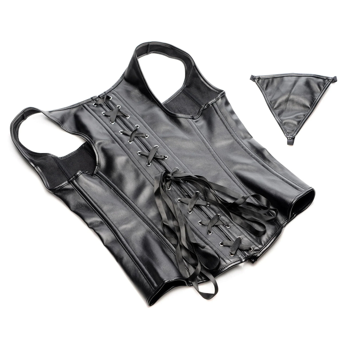 Strict Lace-up Corset And Thong