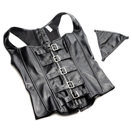 Strict Lace-up Corset And Thong