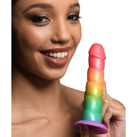 Swirl Rainbow Silicone Dildo