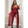 2 Piece Empire Waist Laced Sheer Long Dress and Panty - Queen