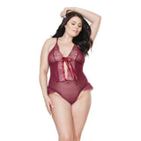 Bold Mesh & Fine Lace Crotchless Teddy