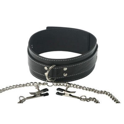 Coveted Bondage Collar with Nipple Clamps
