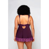 Cross Dye Lace & Microfiber Babydoll & G-String - Queen