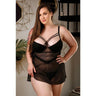 Curve Emily Caged Chemise with Lace Panel & Built-in Bra & G-String