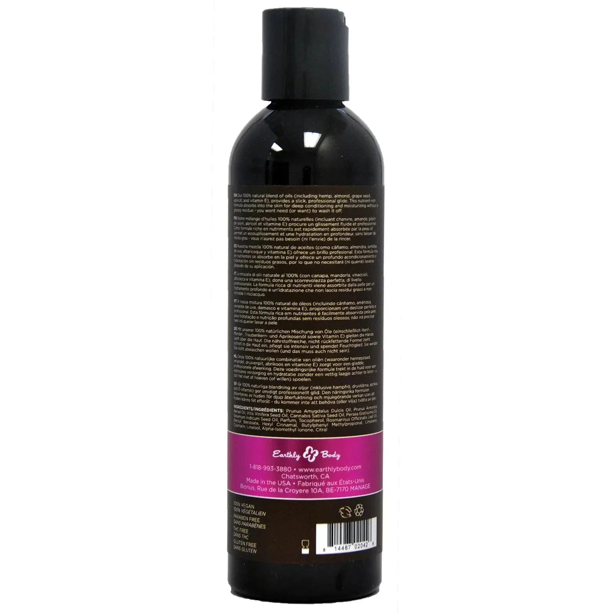 Earthly Body Hemp Seed Massage & Body Oil - 8oz