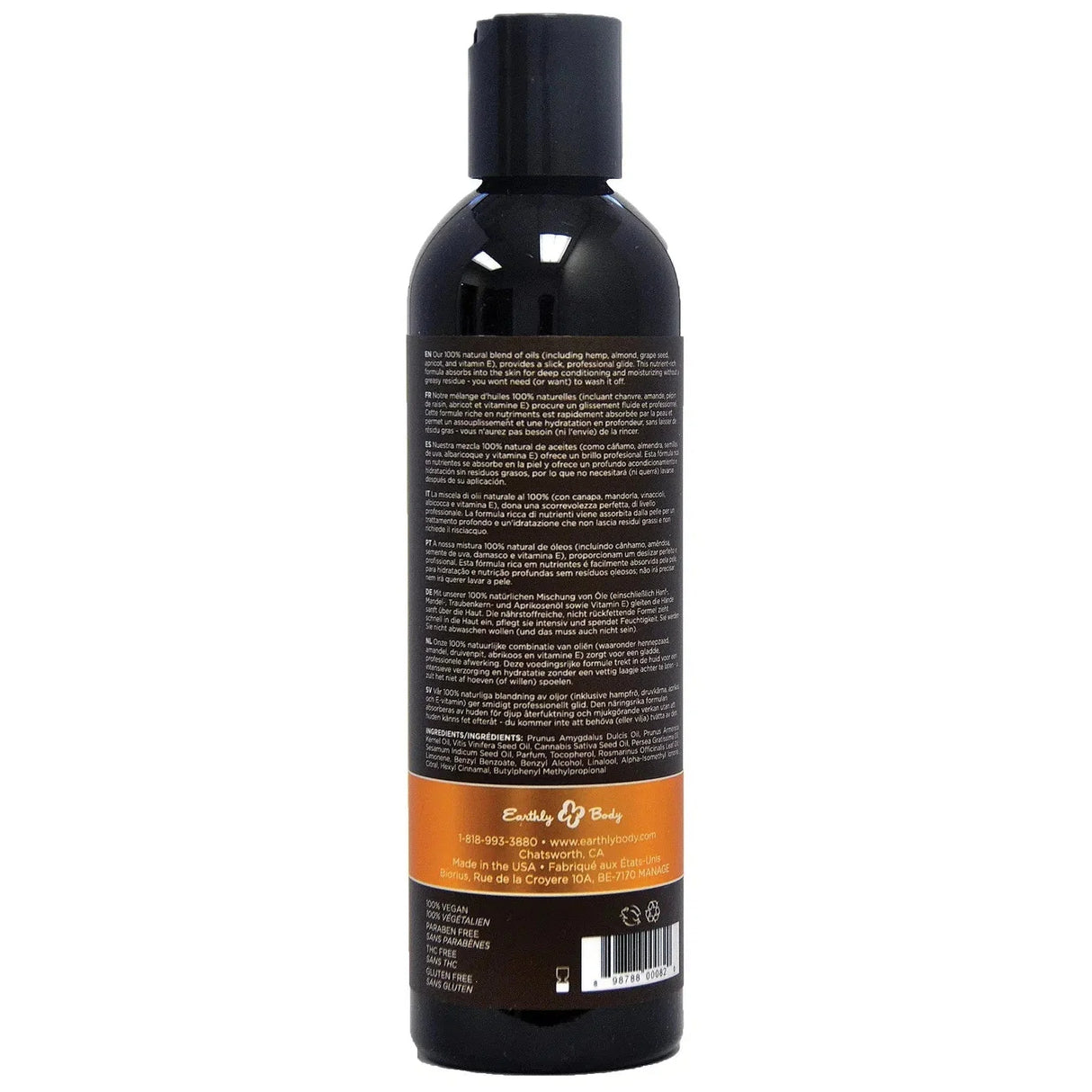 Earthly Body Hemp Seed Massage & Body Oil - 8oz