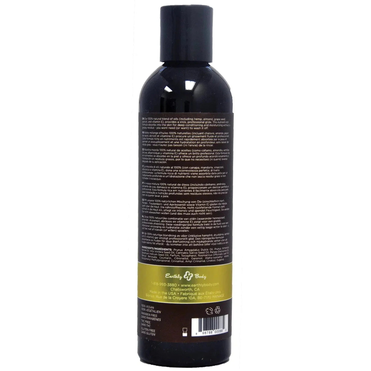 Earthly Body Hemp Seed Massage & Body Oil - 8oz