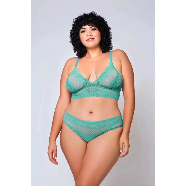 Geometric Lace Bralette & Hipster Teal