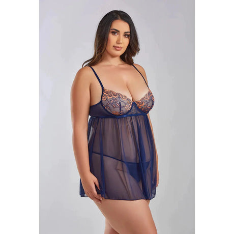 Jennie Cross Dyed Galloon Lace & Mesh Babydoll - Queen