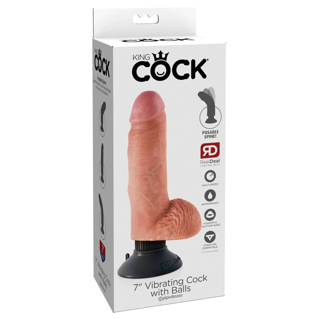 King Cock 7 Inch Suction Cup Vibrating Dildo