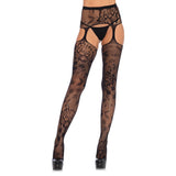 Leg Avenue Floral Lace Stockings With Attached Waist Garterbelt