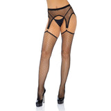 Leg Avenue Industrial Net Stockings With O-Ring Attached Garter Belt