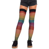 Leg Avenue Rainbow Thigh Highs With Fishnet Overlay
