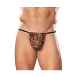 Male Power Posing Strap Thong with Animal Print