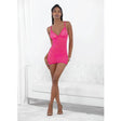 Neon Honeycomb Chemise with Strappy Back & G-String