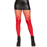 Opaque Flame Tights With Fishnet Top