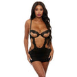 Open Cut Underwire Lace & Mesh Chemise with G-String