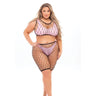 Pink Lipstick Brace For Impact Large Fishnet Top, Shorts, Bra & Thong - Queen