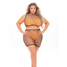 Pink Lipstick Crave You Large Fishnet Cami Top & Skirt, Bandeau Top & Panty - Queen