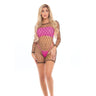 Pink Lipstick Dance With Me Large Fishnet Romper