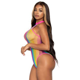 Rainbow Striped Halter Bodysuit