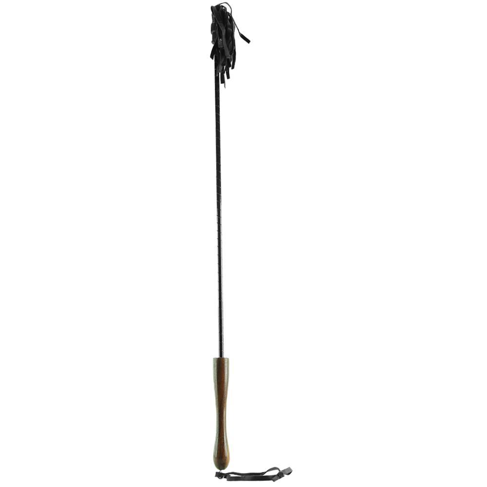 Rouge Leather Riding Crop with Wooden Handle