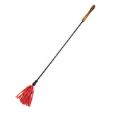 Rouge Leather Riding Crop with Wooden Handle