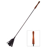 Rouge Leather Riding Crop with Wooden Handle