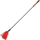 Rouge Leather Riding Crop with Wooden Handle