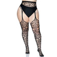 Scroll Lace Stocking with Attached Garter Belt
