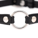 Sex Pet Leather Choker with Silver Ring - Black