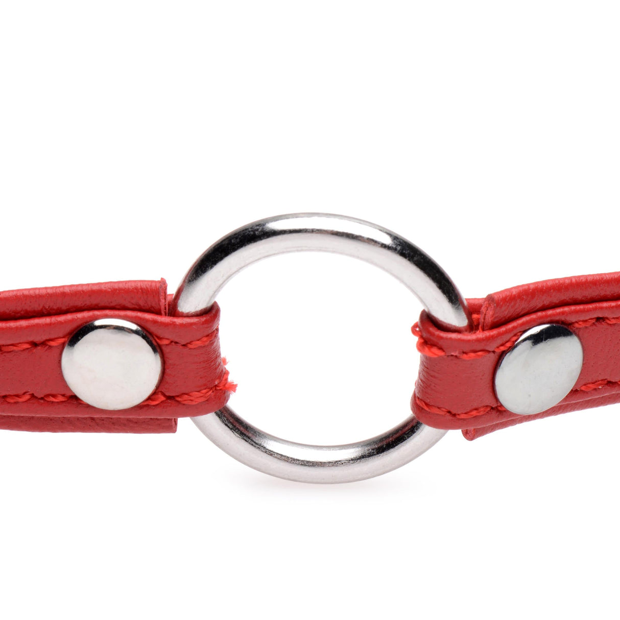 Sex Pet Leather Choker with Silver Ring - Red
