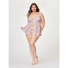 Sheer Mesh & Lace Demi Cup Babydoll & Thong - Queen