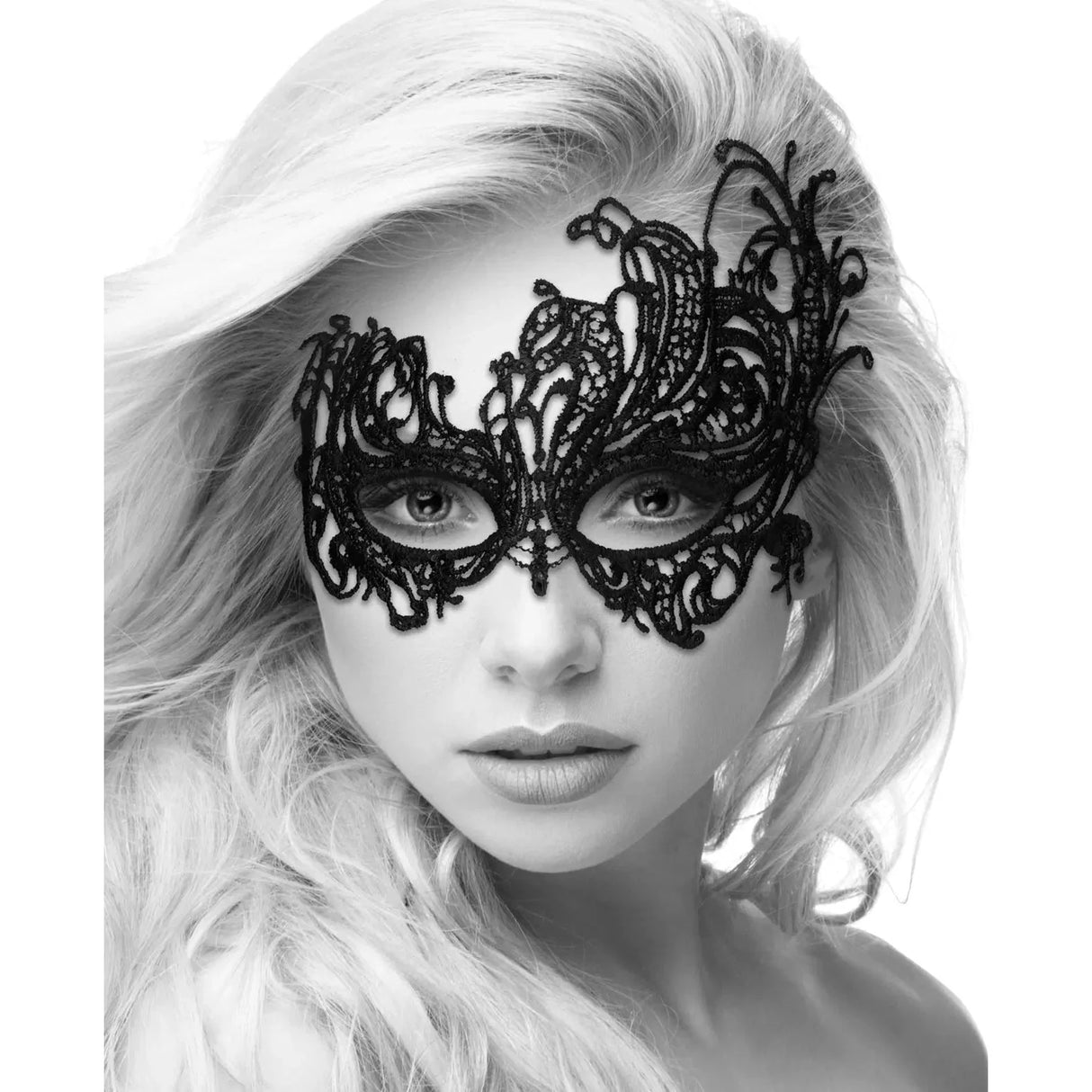 Shots Ouch Black & White Lace Eye Mask