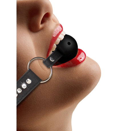 Shots Ouch Breathable Ball Gag with Diamond Studded Straps