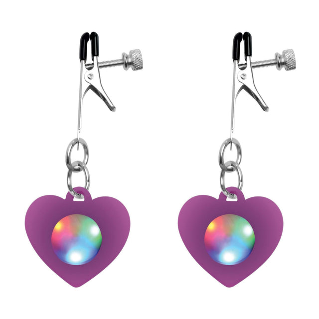 Silicone Light Up Heart Nipple Clamps