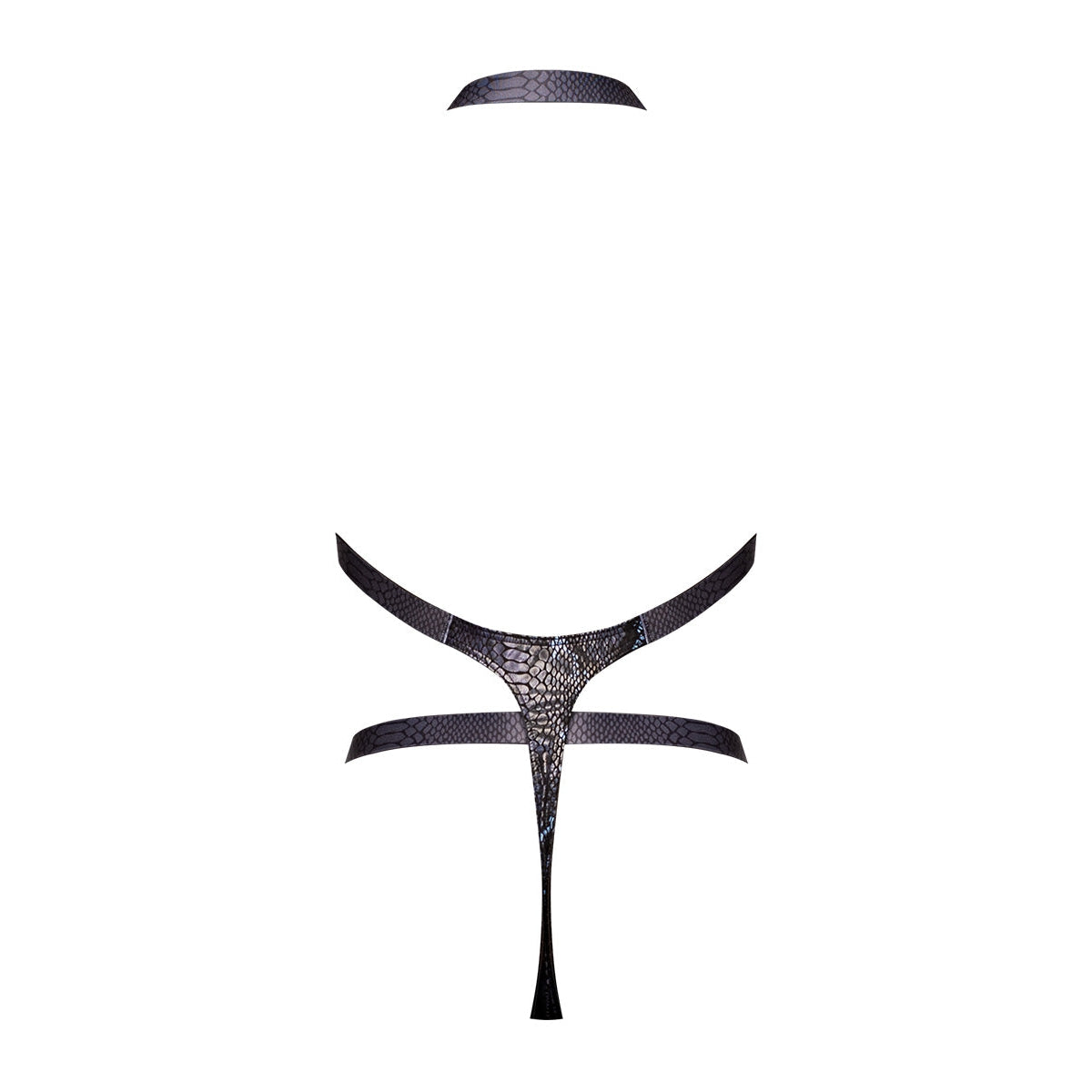 Snaked Metallic Coated Shoulder Sling Harness Thong