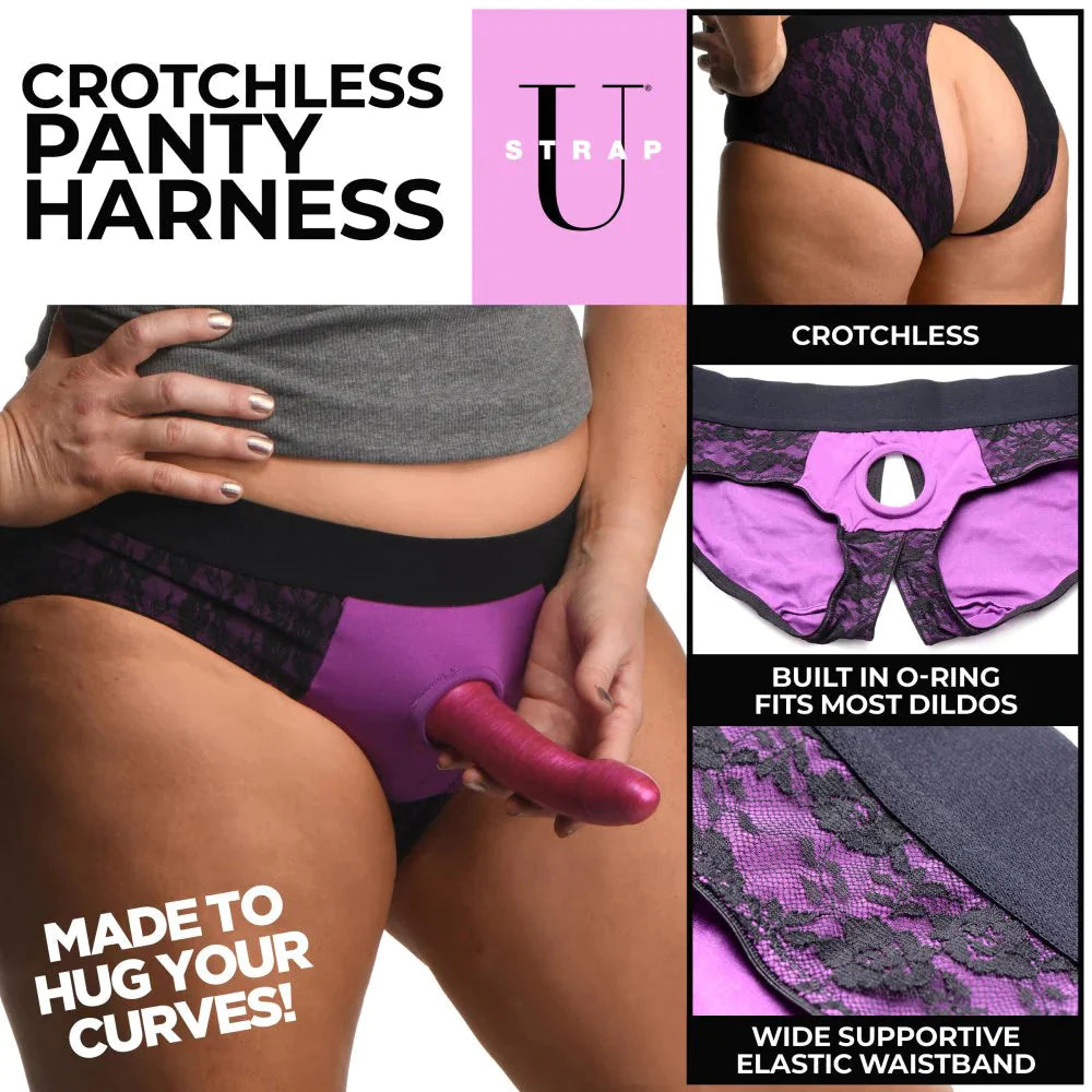 Strap U Lace Envy Crotchless Panty Harness - 2XL