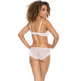 Stretch Mesh Ruffled Crotchless Teddy