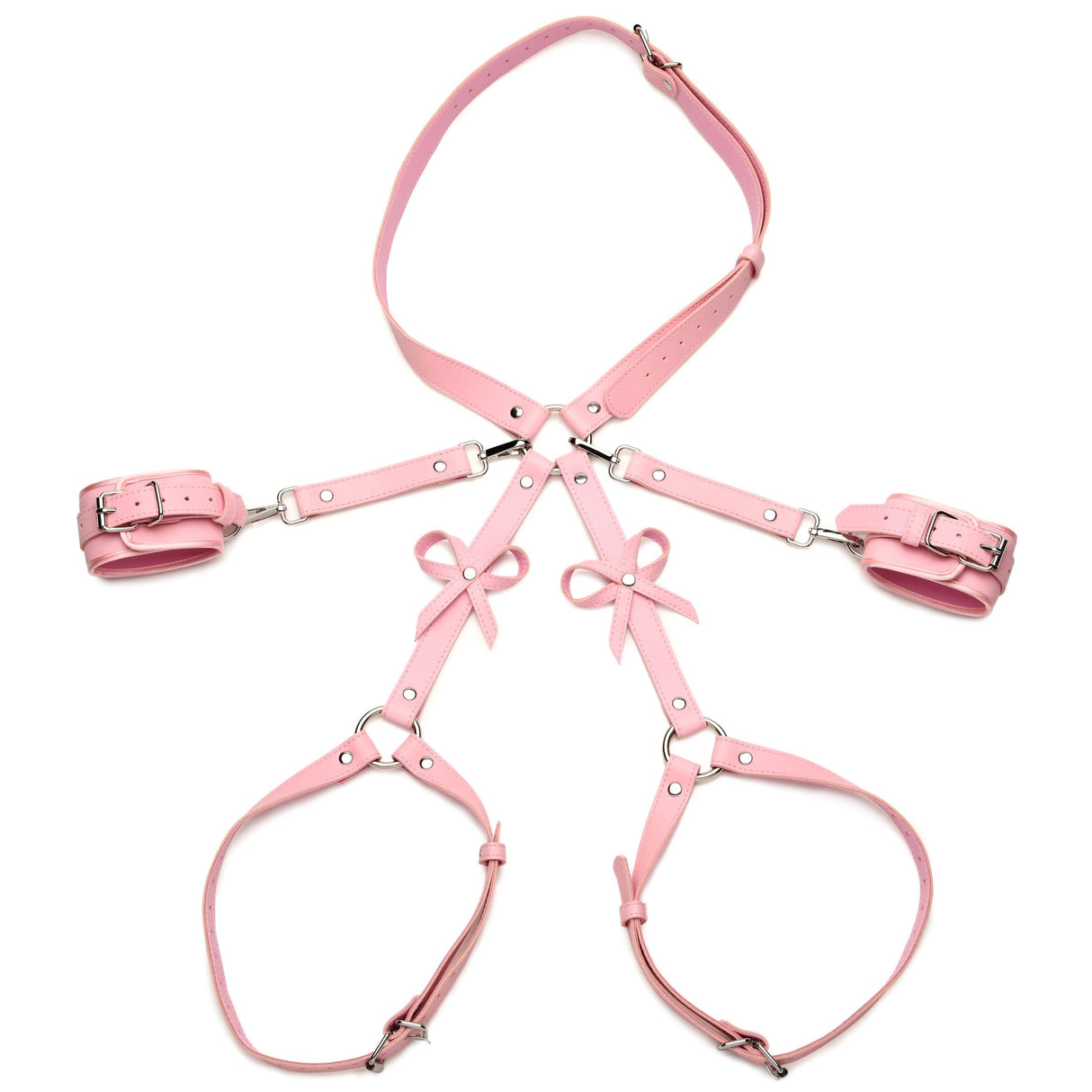 Strict Bondage Thigh Harness with Bows - Pink