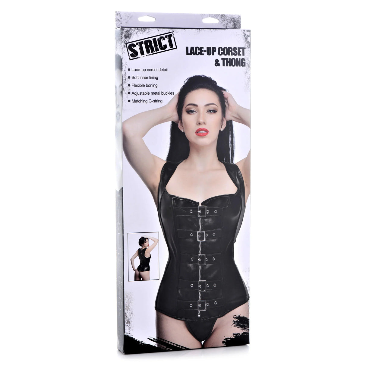 Strict Lace-up Corset And Thong