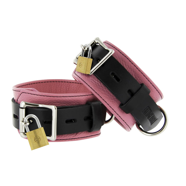 Strict Leather Deluxe Black and Pink Locking Cuffs
