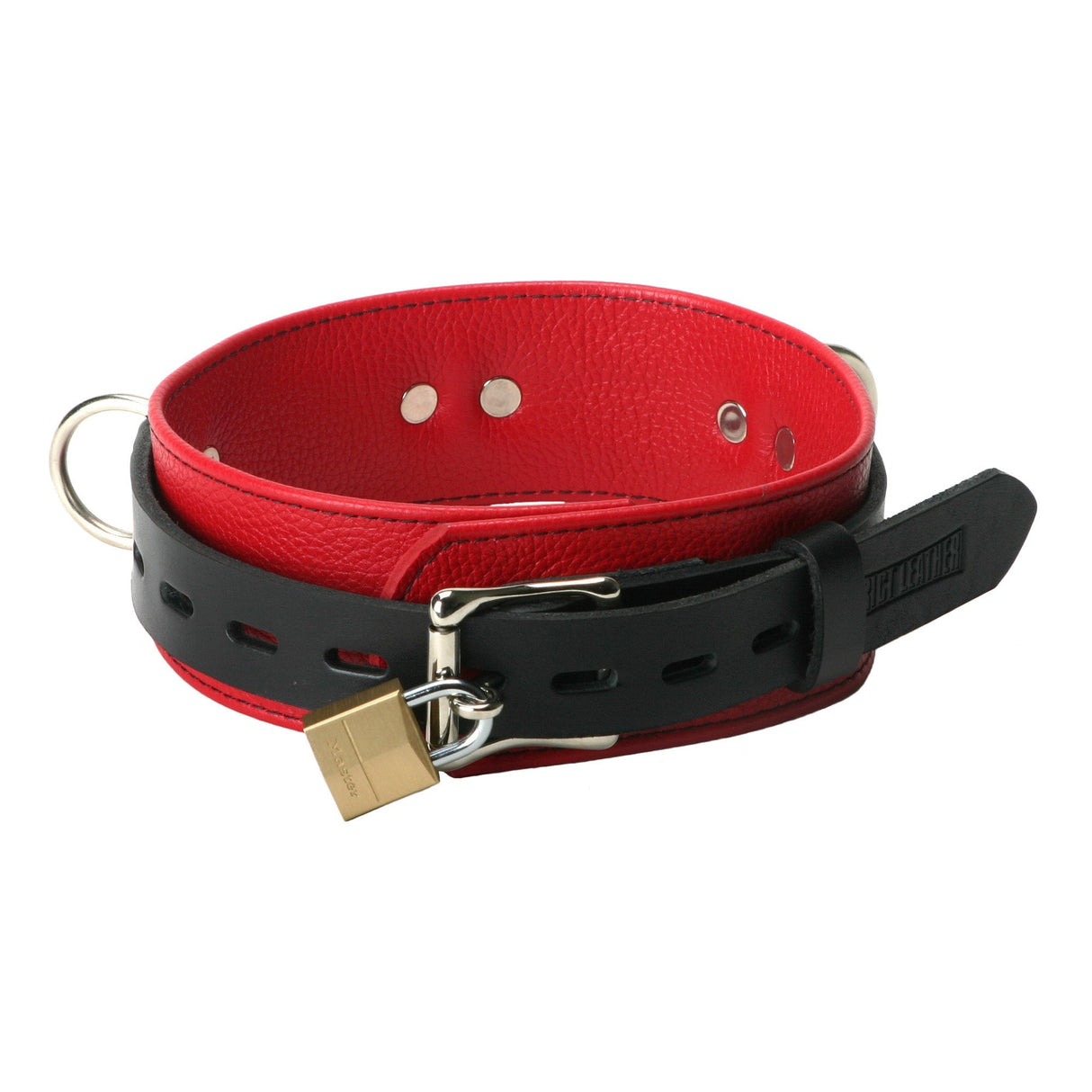 Strict Leather Deluxe Red And Black Locking Collar