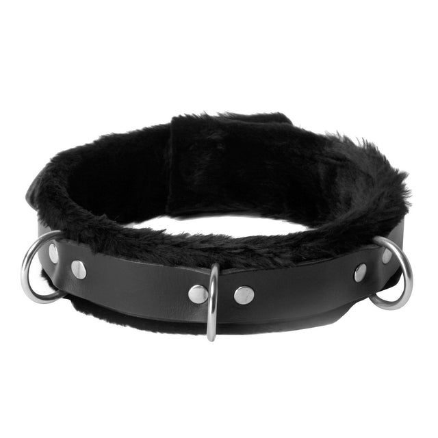 Strict Leather Fur Low Rise Locking Collar